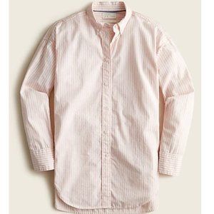 J.Crew Size 18 Relaxed-fit washed cotton pink stripe poplin shirt
